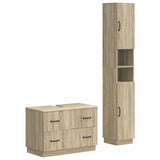 2 Piece Bathroom Cabinet Set HOORN Sonoma Oak Engineered Wood 3417551