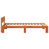 Bed Frame with Headboard Wax Brown 75 x 190 cm Solid Pine Wood 872679