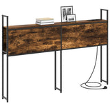 Storage Headboard with Charging Station Smoked oak 120 cm 859797