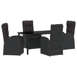 Garden Dining Set with Cushion 5 pcs Black Poly Rattan 3379523
