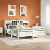 Bookcase Bed without Mattress White 180x200 cm Super King Solid Wood Pine 3321945