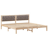 Bed Frame with Headboard Taupe 200 x 200 cm Solid Pine Wood 3394236