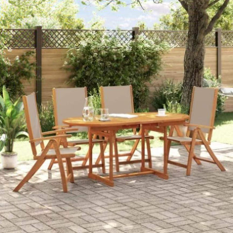 ZNTS 5 Piece Garden Dining Set Solid Wood Acacia and Textilene 3279322