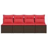Garden Sofa with Cushion Brown 220 x 62 x 69 cm Poly Rattan 366228