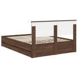 Bed Frame with Drawer Brown Oak 140 x 190 cm Engineer Wood 3410713