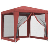 ZNTS Party Tent with 4 Mesh Sidewalls Red 2.5x2.5 m HDPE 319225