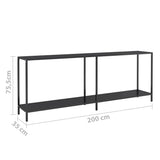 Console Table Black Tempered Glass, Powder-Coated Steel Large 331711