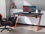 122 x 66 cm Gaming Desk, Carbon Fibre Covered Computer Desk, Gamer Workstation with Headphone Hook, T3398P378014