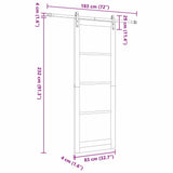 Sliding Door Brown 83 x 232 cm Solid Pine Wood 3333228