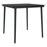 Dining Set Black Powder-coated steel, Glass, PVC hollow rattan 3099204