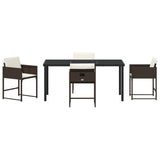 Garden Dining Set with Cushion 5 pcs Brown Poly Rattan 3380018