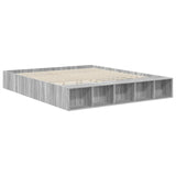 Bed Frame with Shelf Grey Sonoma 200 x 200 cm Engineered Wood 3408338