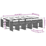 11 Piece Garden Dining Set with Cushions Black Poly Rattan 3211111