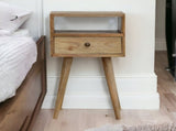 Solid Wood Mini Oak-ish Bedside, 1 Drawer and Open Slot, Brown B2743P402923