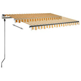 Freestanding Manual Retractable Awning 300x250 cm Yellow/White 3069698