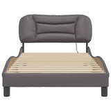 Bed Frame with LED without Mattress "Hvar" Grey 100x200 cm 3213916