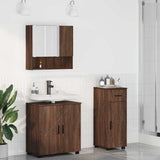 Bathroom Furniture Set 3 pcs Brown Oak Engineered wood & Metal 3392960