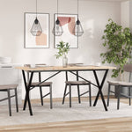 ZNTS Dining Table X-Frame 140x80x75.5 cm Solid Wood Pine and Steel 3282764