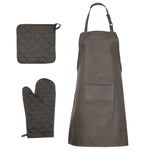 15 Piece Towel Set with Oven Gloves&Pot Holders Black Cotton 136296