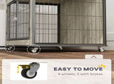 Dog Crate Furniture with Wheels, Double Doors, for Medium Dogs, Grey T3398P349646