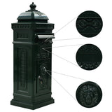 Pillar Letterbox Green Cast aluminium Large Decorative Inlays 43890
