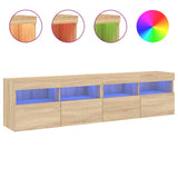 TV Wall Cabinets with LED Lights 2 pcs Sonoma Oak 80x30x40 cm 837202