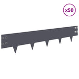Lawn Edging 50 pcs 100 x 20 cm Steel Anthracite 8008585