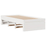 Bed Frame without Mattress with Drawers White 90x200 cm Solid Wood Pine 3308814