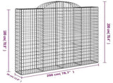 Arched Gabion Baskets 3 pcs 200x30x180/200 cm Galvanised Iron 3146195