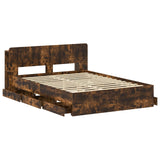 Bed Frame with Storage Smoked Oak 135 x 190 cm Engineered Wood 3433952