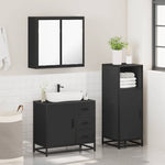 ZNTS 3 Piece Bathroom Furniture Set Black Engineered Wood 3300955