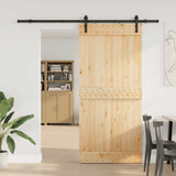 Sliding Door with Hardware Set 95x210 cm Solid Wood Pine 3332662