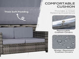 Rattan Sofa, 2 Seater Garden Furniture with Soft Padded Cushion and Armrests, Wicker Garden Loveseat T3398P314099