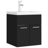 ZNTS Sink Cabinet with Built-in Basin Black Engineered Wood 3071262