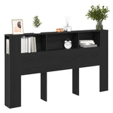 Headboard Cabinet with Shelf Black Oak 180 x 18.5 x 102.5 cm 862089