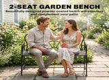 Metal Garden Bench Loveseat with Slatted Seat, Black T3398P548535