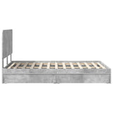 Storage Bed Concrete Grey 135 x 190 cm Engineered Wood 3412696