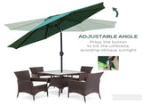 2.7m Patio Garden Umbrella Outdoor Parasol with Tilt Crank and 24 LEDs Lights T3398P324026