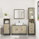 ZNTS 3 Piece Bathroom Furniture Set Sonoma Oak Engineered Wood 3301131