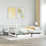 Daybed with Trundle and Drawers without Mattress White 90x200 cm 3302172