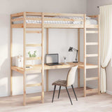 Loft Bed Frame Natural 90 x 200 cm Solid Pine Wood 3414550