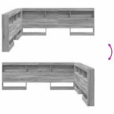 Storage Headboard with Shelf Grey Sonoma 180 cm Engineered Wood 3335514