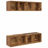 TV Cabinet Set 4 pcs Old Wood 37 x 37 x 72 cm Engineered Wood 3393531