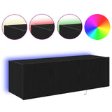 TV Wall Cabinet with LED 2 pcs Black Oak 100 x 35 x 31 cm 863112