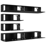 TV Cabinet Set 6 pcs Black Oak Engineered Wood 3332533