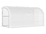 Outdoor Walk-In Greenhouse, Plant Nursery with Zippered Doors, PE Cover and 3-Tier Shelves, White, T3398P318754