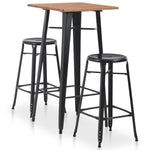 3 Piece Bar Set Steel Black 276845