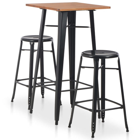 3 Piece Bar Set Steel Black 276845