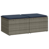 2 Piece Garden Sofa Set with Cushions Grey Poly Rattan Acacia 3328684