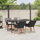 Garden Dining Set with Cushion 5 pcs Black Poly Rattan 3261666